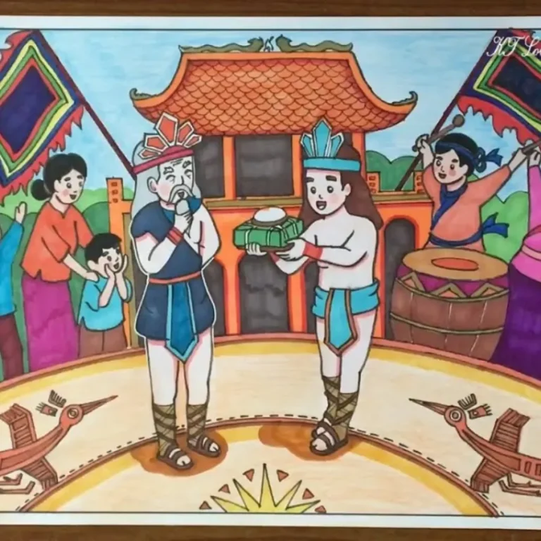 Top 4 bức tranh vẽ Giỗ Tổ Hùng Vương đẹp và ý nghĩa 2024 (4)_7