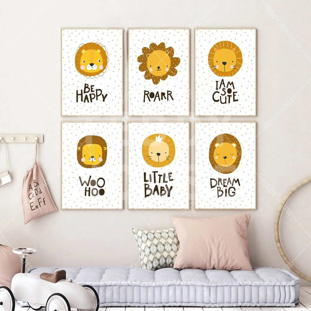 Set 6 tranh sư tử trang trí phòng bé