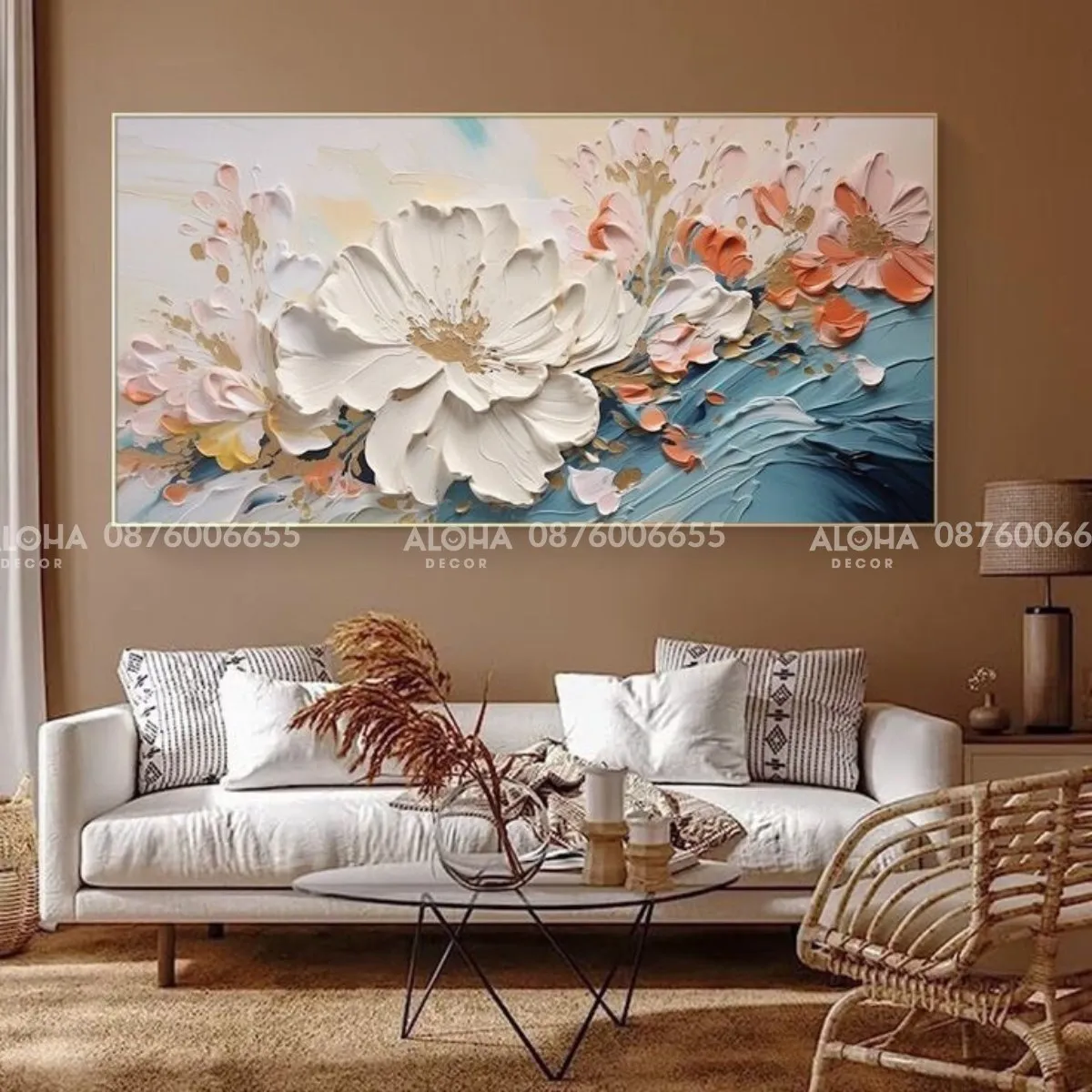 Biến hóa không gian sống với tranh hoa mùa xuân
